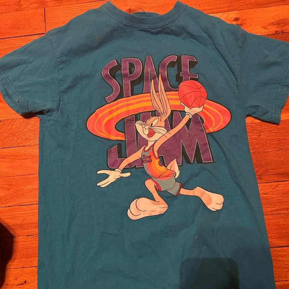 Space Jam Teal Graphic T-Shirt Size S